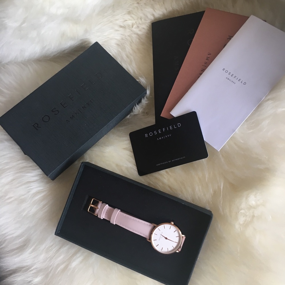 NYC Rosefield Watch in rose gold and baby pink